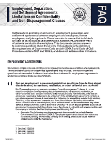 Employment, Separation, and Settlement Agreements Limitations FAQ PDF